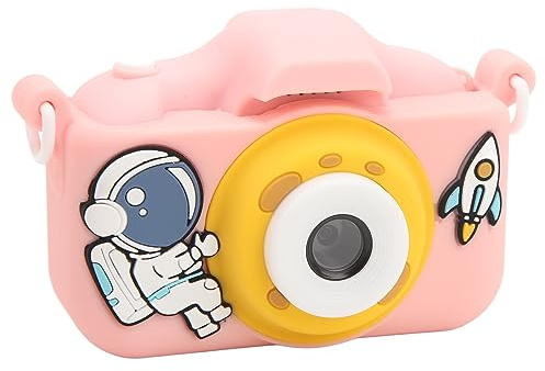 Barnkamera 20 MP HD Dubbelkamera Rosa Astronaut Toddler Digitalkamera med IPS-skärm, Roligt Foto, Miljövänligt Material, för Julklappar