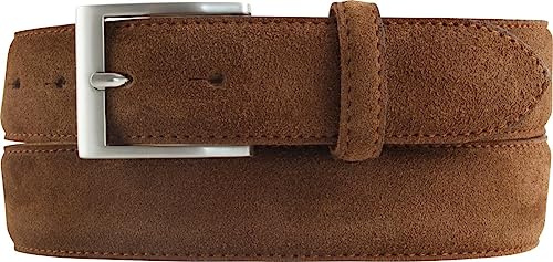 BELTINGER Italienischer Veloursleder-Gürtel, 35 mm breit, Herren, Anzuggürtel, Hosengürtel, Wildleder, Schließe Silber