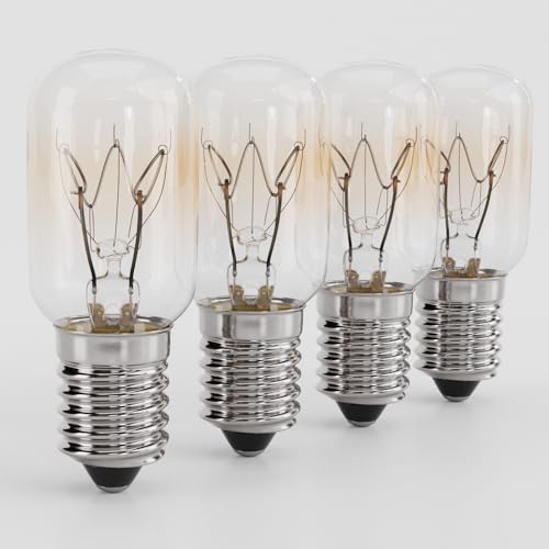 greate 4X Fridge Bulb 15W Screw E14 Warm White - Fridge Bulbs for Sewing Machine, Salt lamp, Freezer, Refrigerator - Sewing Machine Bulb 15W Screw with T22, 90 Lumens & 2700K - Fridge lamp