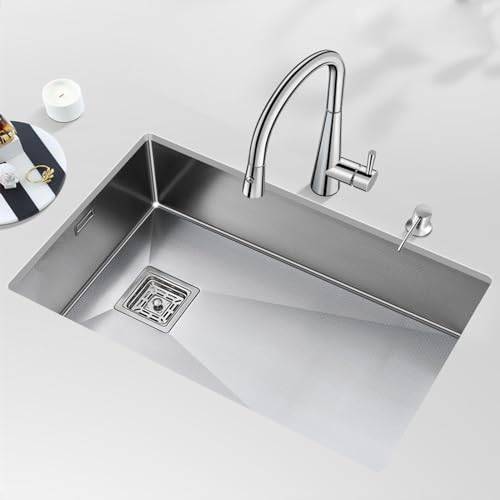 Fregadero Cocina 1 Seno Con Escurridor De Cocina De 22 Cm，fregadero Cocina 1 Seno De Acero Inoxidable 304，fregadero Bajo Encimera Con Dispensador De Jabón，fregadero Cocina，fregadero Camper (Size : 68
