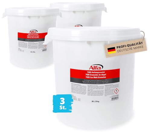 3x Alfa Auftaugranulat 25 kg Winterstreumittel – schnelle Tauwirkung (75kg) | Profi-Qualität - Alternative zu Streusalz bis -40 °C - umweltschonend für Hundepfoten - für den Winterdienst