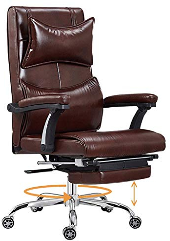 Chaiselongue Ergonomischer Bürostuhl aus Leder mit hoher Rückenlehne - Einstellbare Höhe 360&Deg; Drehbarer und klappbarer Arbeitstischstuhl für Executivcomputer, dicke Polsterung für Komfort und