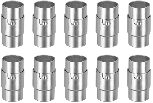QUARKZMAN Leder Kordel Endkappen Armband Verschluss, 10 Stück 8mm Loch Magnetische Verschlüsse für Lederband, Kordel Endkappenn Verschluss für Armbänder Schmuckherstellung Basteln, Silber