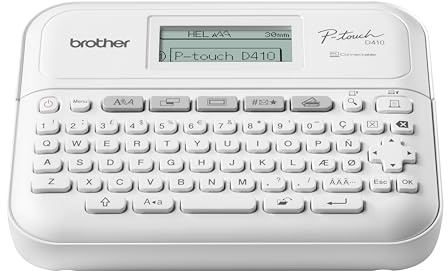 Brother PT-D410 Versatile Desktop Label Printer | P-Touch Desktop Labeller | QWERTY Keyboard | Highly durable labels up to 18mm wide, UK Plug