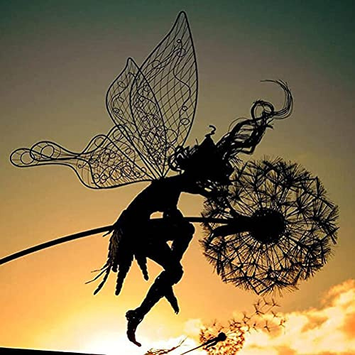 Wifehelper Fee-Figur für Indoor-Dekoration Im Freien Blumen Fee Tanzen mit Löwenzahn-Garten-Skulpturen, Tanzende Feen, Skulpturen (#3)