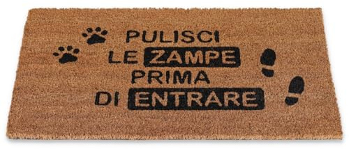 Casatessile Zerbino Tappeto Ingresso Rettangolare in Cocco, 40X70 cm, Fondo in Gomma Antiscivolo (Pulisci, 40 x 70 cm)