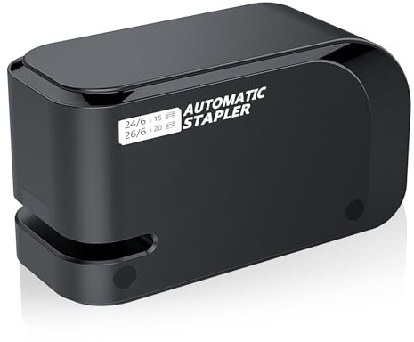 Grapadora automática, compatible con grapas 24/6 y 26/6, grapadora eléctrica para oficina y hogar, capacidad de 25 hojas, funciona con batería o USB