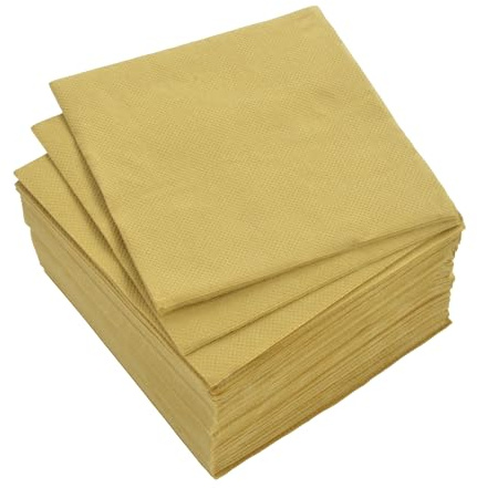 Homéa, Set de 40 Serviettes Vitamine en Papier 2 Plis 38 x 38 cm Or