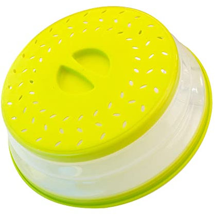 10.5 Inch Collapsible Microwave Splatter Cover For Food With Silicone Mats, Dishwasher-safe, Microwave Plate Cover With Steam Vent，BPA-Free Silicone & Plastic (yellow)