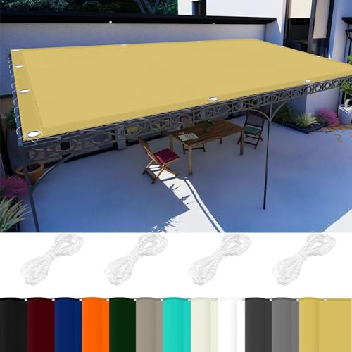 Telo Copertura Pergolato 2 x 9 m 98% Protezione UV Tenda Sole per Esterno Facile da Installare per Giardino, Balcone, Piscina, Color Crema