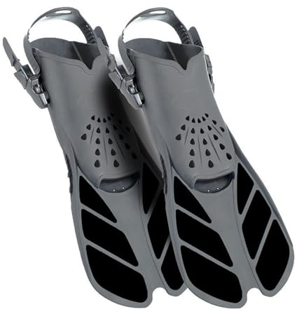 ENEN 2024 Schwimmflossen, Schnorchelflossen kurz Verstellbare Flossen für Erwachsene zum Schnorcheln, Schwimmen (S/M(37-41Meter),Schwarz Grau)
