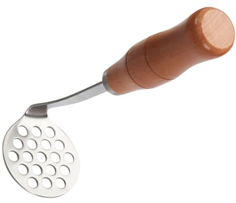 FIXOSHEE Edelstahl Kartoffelstampfer Mit Holzgriff Manueller Kartoffelpresser Für Kartoffelpüree Gemüse Und Zitronensaft Robustes Design Aus Edelstahl Einfach Zu Bedienen Langlebig Und