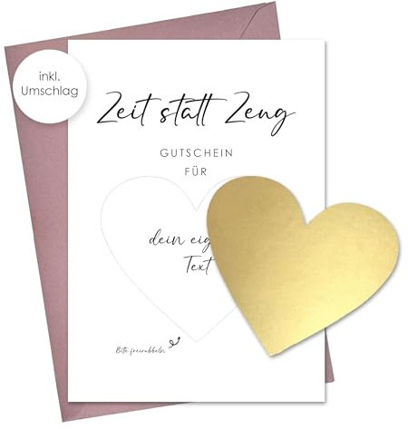 Rubbelkarte zum selber ausfüllen - Zeit statt Zeug als Gutschein oder Geschenk - Rubbellos - Wellness - Geburtstag - Gutscheinkarte - Postkarte