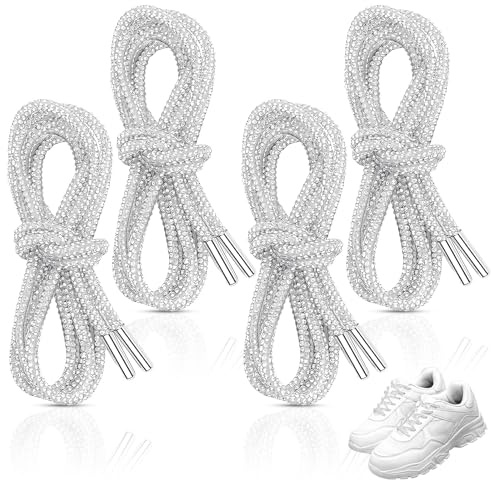 Confezione da 4 corde glitterate con strass, lacci glitterati, ricambio per cordini con cappuccio lucido, lacci rotondi per stivali, scarpe da ginnastica con cappuccio, accessori per abbigliamento,