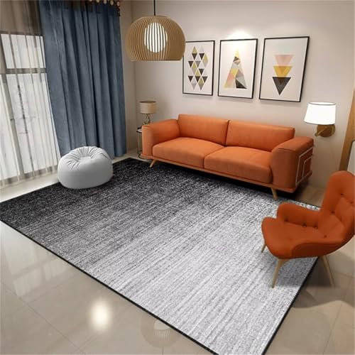 AITROMNI Deko Wohnzimmer Modern Bettumrandung Grauer Teppich abstrakte allmähliche Änderung Farbe nach Hause Dekoration Moderne Antifouling Esszimmer 160X200CM
