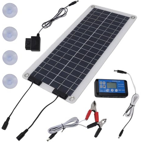 Caricabatteria solare per auto da 100 W – Mantenitore della batteria a doppia uscita | Pannello solare per auto, moto, , marina, manutenzione 'energia esterna