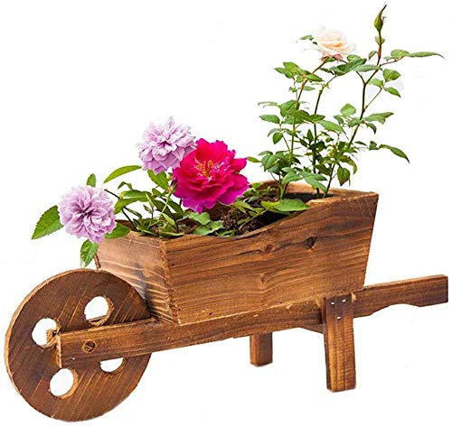 YXUANYZNB Brouette décorative multifonction en bois pour jardin, plante de jardin en bois
