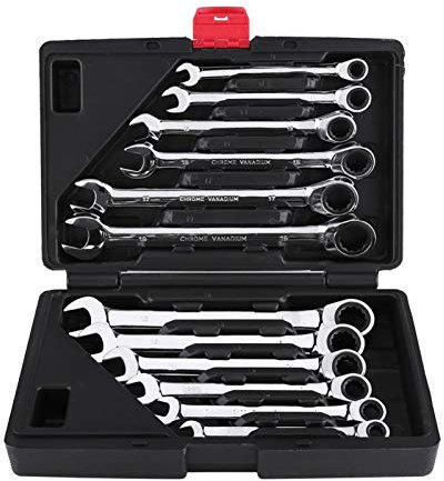 Juego de llaves, llave inglesa, 1 pieza, juego de llaves combinadas de trinquete, juego de llaves de acero al cromo vanadio, herramientas for reparar un juego de llaves (color: A 7 piezas)(12p Boxed)