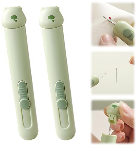 givuaime Premium Nadeleinfädler und Nahttrenner, 2025 Neuest, 2-in-1-einfädelhilfe für nähnadeln mit nahtauftrenner, nähset grundausstattung zum Handnähen Basteln DIY Zubehör (Grün 2 Stück)