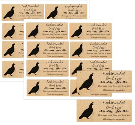 Kraft Unwashed Chicken Quail Duck Egg Carton Stickers 1 * 2.5 inch Farm Fresh Eggs Carton Labels Egg Packaging Handling Instructions Stickers for Farm Fresh Egg Business 120Pcs (Quail)