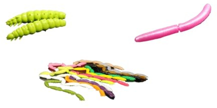 Libra Lures Larva, Larva Multi und Fatty D`Worm-Set mit Box (142 Stück) I Forellenköder Gummi Gummiköder Forelle I Forellen Angeln | Fatty D`Worm Larva und Multi mit verschiedenen Aromen