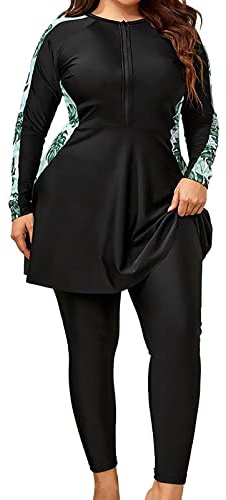 Vhersily 2 Pezzi Donne Musulmane Copertura Completa più Dimensioni Costumi da Bagno Modesto Arabo Burkini Set Beachwear Costume