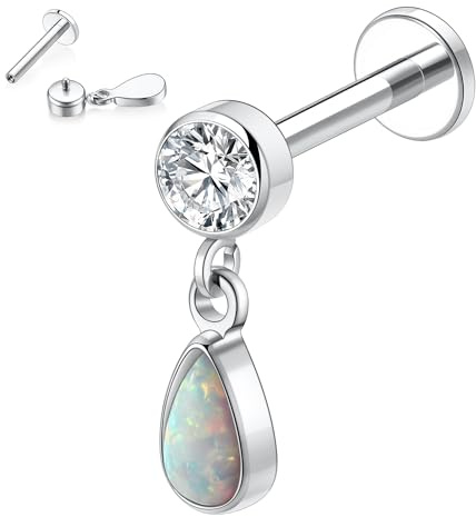hengkaixuan 16G Tragus Conch Helix Medusa Lip Chain Knorpel Piercing Schmuck Lip Ring Labret Tragus Schmuck Innengewinde Knorpel Helix Ohrring Titan Flat Back Labret Stud