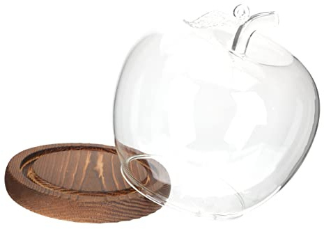Ipetboom Glass Dome with Base - Creative Display Apple Cover Transparent Protective Cloche for Home Decor Doll Clay Crafts Collectibles and Decorative Items - 6.29x5.31x5.31in