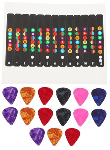 Adesivi Scala Chitarra 3 Set per Fingerboard Principianti | Note su Tastiera Lettere e Colori, Plettri Inclusi, Carta Pvc, Adesione Stabile Colore Casuale
