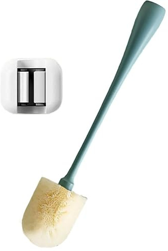 Long Handle 2-in-1 Bottle Brush with Wall Mount - for Stainless Steel Water Bottles, Travel Tumblers, Narrow Mugs & Glass Jars | Reusable Cleaning Brush for Kitchen & Bathroom (Blue)