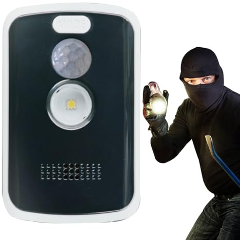 Motion Sensor Alarm - Home Security System - Detector Burglar Alarm - Pir Human Body Sensor with 125db Siren Flashing Light Compact Design Battery Powered Setup, for Camping, Factory, Home Security