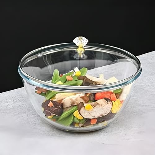 CompadreBol Ciotola per Forno da 21 cm, Ciotole per Antipasti Capienza 2.1 Litri, Ciotole in Vetro con Coperchio a Bordo in Silicone, Coperchio Ermetico, Adatto al Forno e Microonde