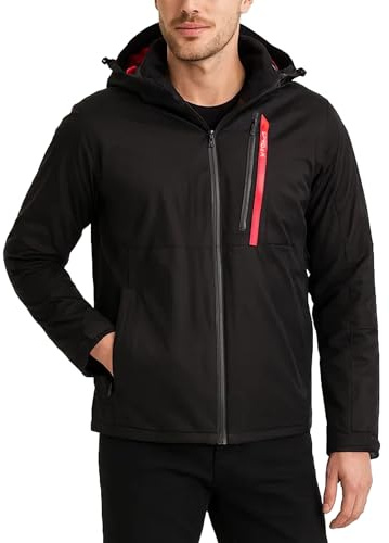 Spyder Herren-Schneejacke – warme isolierte Winterjacken für Herren – gemütliche Herren-Skijacke mit abnehmbarer Kapuze, Größe S-XL, Schwarzer Rabe, S