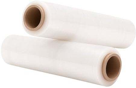Inoverse 2 rullar stretchfolie transparent 50 cm x 300 m – 2 kg handstretchfolie, möbler och flytt, slitstark förpackningsfolie på rulle, stabil pallfolie, stretchfolierulle, omlottfolie
