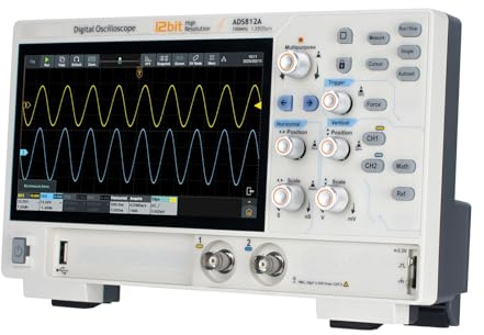 Generic 100MHz Digital Oscilloscope, 12 Bit 2 Channel with FFT Spectrum Analyzer, Protocol Analyzer, Frequency Counter and Voltmeter, for Power Supply Fluctuation Characterization and (UK Plug)