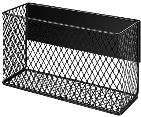 bssmmai Magnet Regal Kühlschrank Gewürzregal Magnetisch Magnetregale für Kühlschrank Magnetische Regale Magnetischer Aufbewahrungskorb für Zuhause, Küche, Büro und Schule, 25.5×8.5×15 cm, Schwarz
