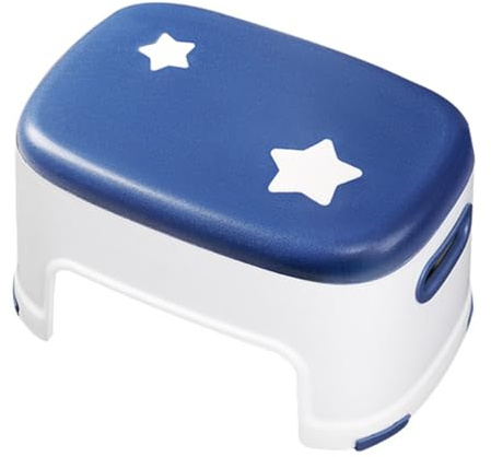 MAGICLULU Tabouret de Toilette pour Salle de Bain, Marchepied Plastique Blanc et Bleu Étoilé, Antidérapant, Stable, Support Jusqu’à 150 Kg, Adapté pour Garçon et Filles et Adultes, Aide