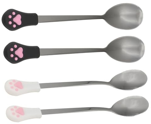 Kichvoe Dog Cat Spoon Stainless Steel 4Pcs Pet Food Spoon for Home Feeding and Suitable for Dogs and Cats