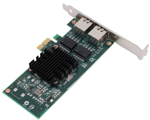 Cuifati Scheda di Rete da 1 Gb, Adattatore Gigabit Ethernet a Doppia Porta RJ45 con Controller 82576 e Staffa a Basso Profilo, per Interfaccia PCI Express 2.0 X1