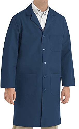 Red Kap Men's Exterior Pocket Original Lab Coat, Navy, 54