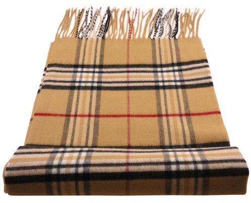 TigerTie - feiner Designer Schal in beige camel braun rot schwarz anthrazit kariert - Stoff Cashmink - made in Germany