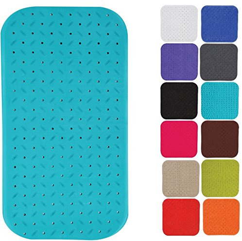 MSV Premium Duschmatte Badematte Badewannenmatte Badewanneneinlage antibakteriell rutschfest mit Saugnäpfen-Hellblau-duftet nach Rosen-ca. 36 x 76 cm-waschbar bei 60° Grad, Gummi, Blue, Large