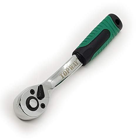 TOPWAY Cricchetto Reversibile 1/4, Manico per Chiave a Bussola a Sgancio Rapido a 72 Denti, Acciaio al Cromo Vanadio di Alta Qualità, Attrezzo per Riparazioni Auto, 150mm 421907