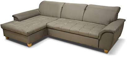 DOMO. collection Ecksofa Franzi / Couch mit Schlaffunktion Bettkasten Rückenfunktion / 281x170x81 cm / Eckcouch in beige, Beige-braun, 281/170/81 cm