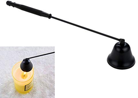 MUXSAM 1pc Glockenförmige Kerzenabdeckung aus Edelstahl Kerzenmaske Kerzenlöscher mit langem Griff Kerzenzubehör,Schwarz | Kerzendochte zum Auslösen von Kerzendochten, sicher in Schwarz