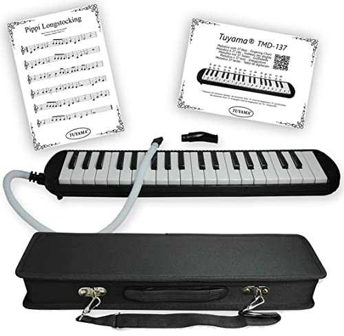 Tuyama® TMD-137A Melodica - 37 Tasten - mit Mundstück, Mundschlauch, Koffer, Grifftabelle und Notenbeispielen