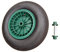 FROSAL Schubkarrenrad 400 mm inkl. Achse | mit Schlauch | Rad Luftrad Schubkarre | Ersatzrad 4.80/4.00-8 Kunststoff-Felge grün | Reifen 100 mm Breite