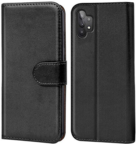 Verco plånbok för Samsung Galaxy A32 5G skal, mobilskal skyddsfodral väska för Samsung A32 5G Case med korthållare av pu läder, Svart