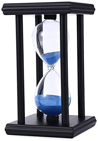 ZHONGJIUYUAN Sablier de 45 minutes pour cuisine, école, moderne, en bois, sablier, sablier, horloge, minuteur de thé, décoration de la maison, cadeau (sable bleu)