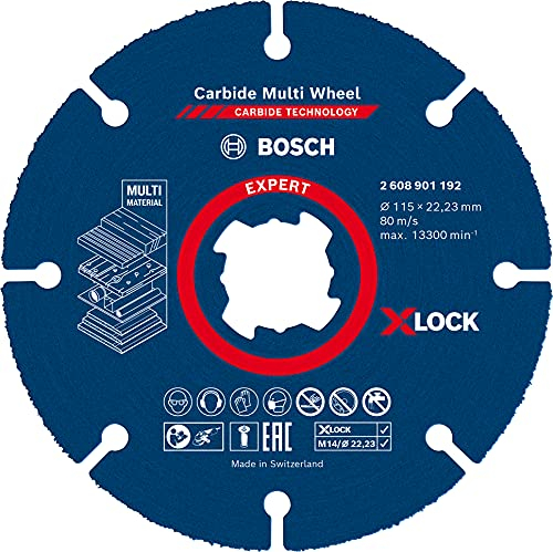 Bosch 1x EXPERT Carbide Multi Wheel X-LOCK Cutting Disc (for Hardwood, Wood with nails, Ø 115 mm, Professional Accessory Small Angle Grinder)